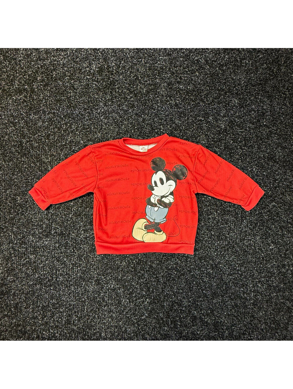 Disney Mickey Mouse Toddler 3T Red Fleece Pullover Sweatshirt Crew Neck